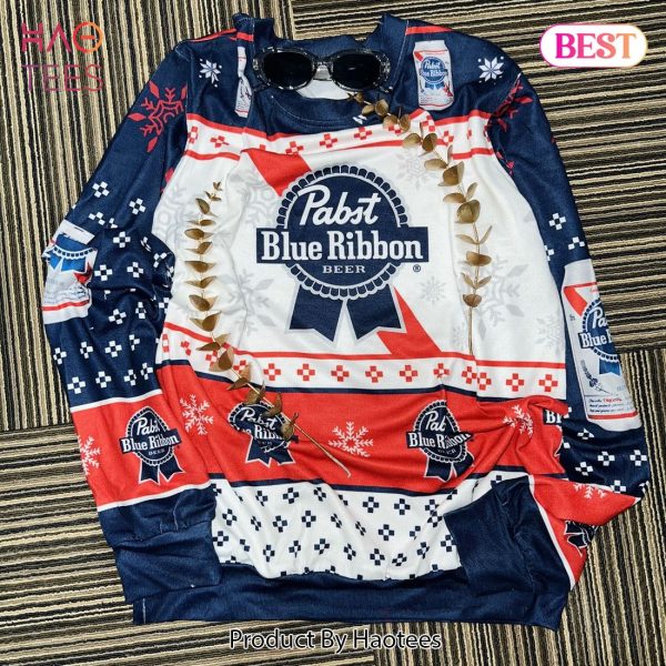 Pabst Blue Ribbon Beer Xmas Ugly Christmas Sweater