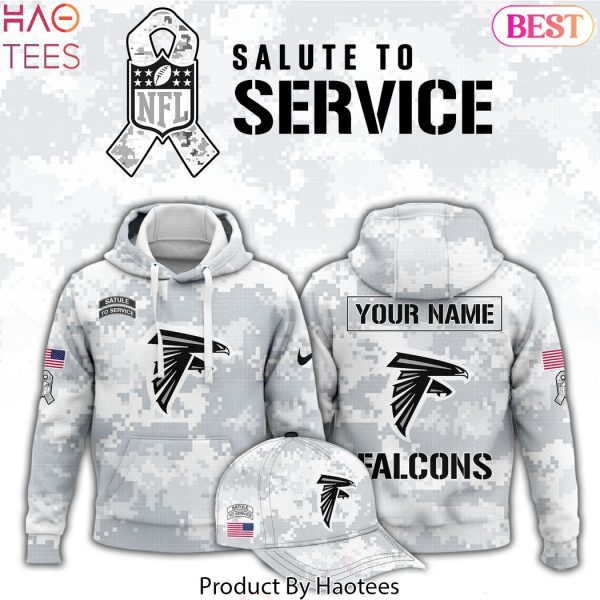 Personalized Atlanta Falcons Arctic Camo 2024 Salute To Service Club Hoodie