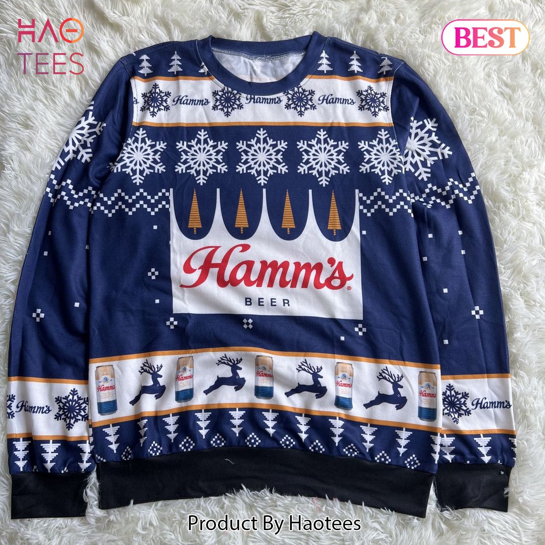 Personalized Funny Hamm_s Beer Ugly Christmas Sweater Personalized Funny Hamm_s Beer Ugly Christmas Sweater
