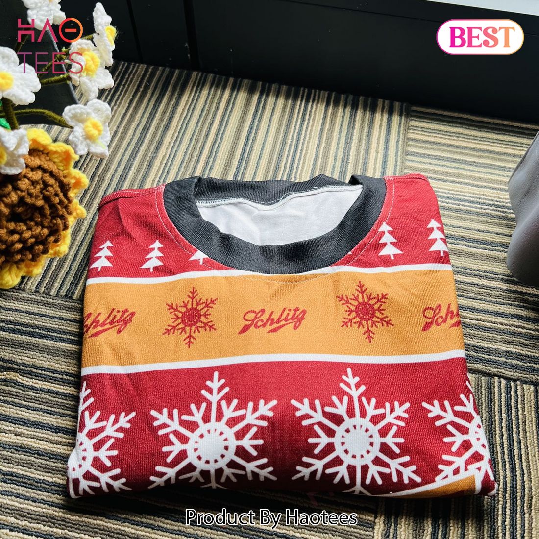 Personalized Funny Schlitz Beer Ugly Christmas Sweater Personalized Funny Schlitz Beer Ugly Christmas Sweater