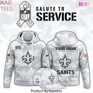 Personalized New Orleans Saints Arctic Camo 2024 Salute To Service Club Hoodie