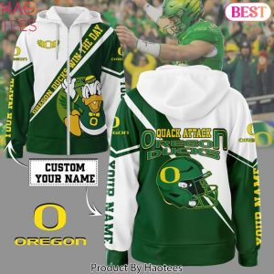 Personalized Oregon Ducks Win The Day Quack Attack Zip Hoodie