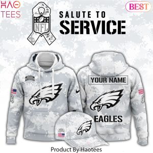 Personalized Philadelphia Eagles Arctic Camo 2024 Salute To Service Club Hoodie