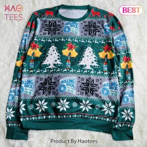 Rolling Rock Beer Xmas Bell Pine Tree Ugly Christmas Sweater