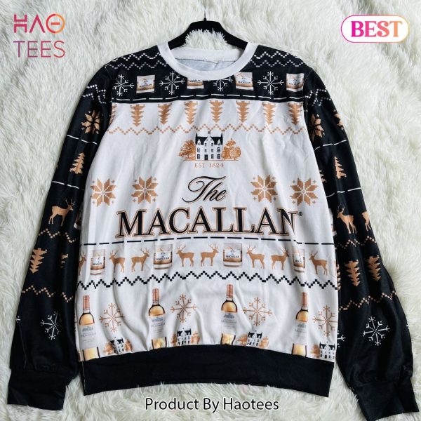 The Macallan Whisky Reindeer & Snowflake Pattern Xmas Ugly Christmas Sweater