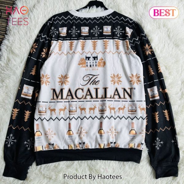 The Macallan Whisky Reindeer & Snowflake Pattern Xmas Ugly Christmas Sweater