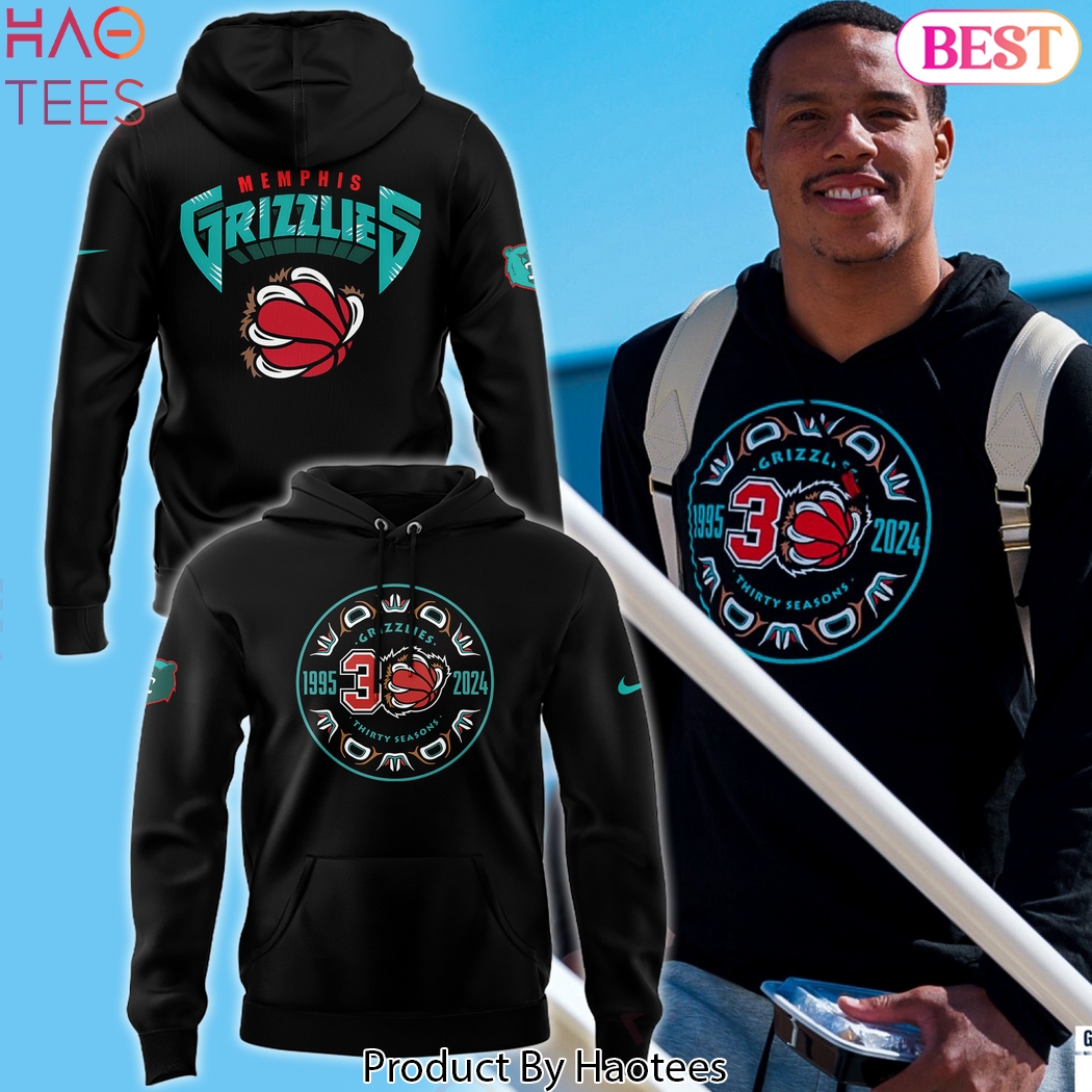 1995-2024 30 Seasons Memphis Grizzlies Black Hoodie 1995-2024 30 Seasons Memphis Grizzlies Black Hoodie