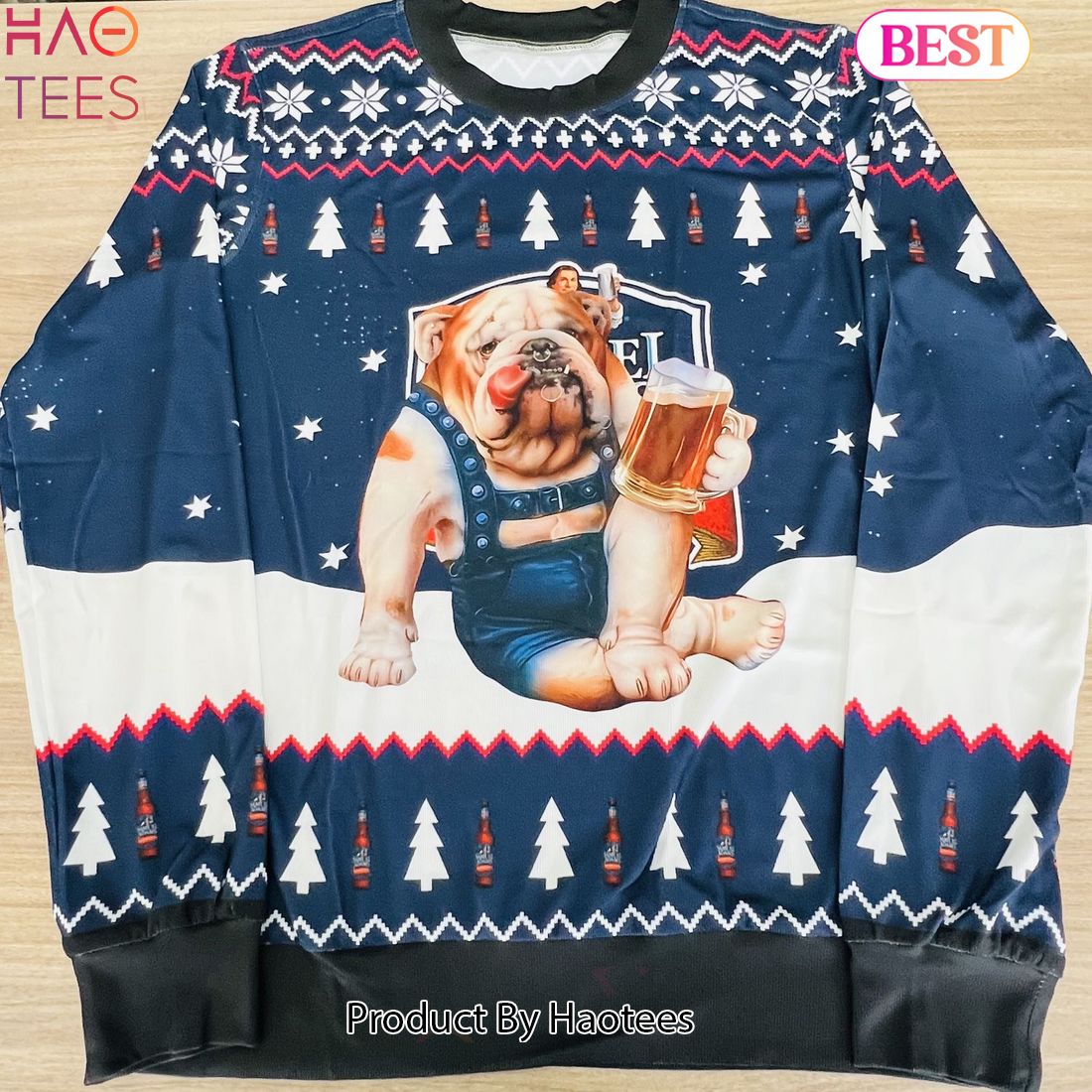 Bulldog Drink Samuel Adams Boston Lager Beer Ugly Christmas Sweater Bulldog Drink Samuel Adams Boston Lager Beer Ugly Christmas Sweater
