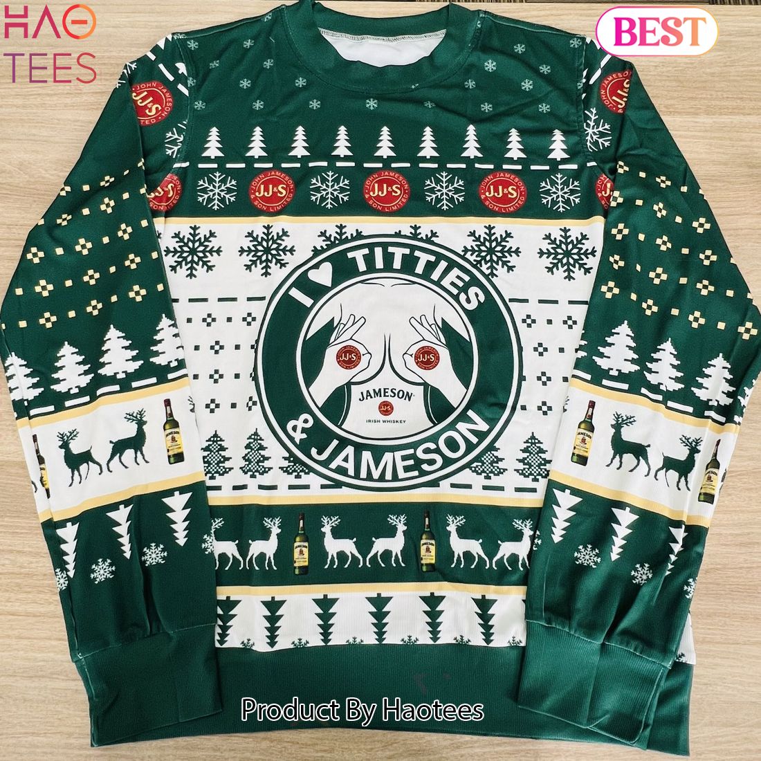 I Love Titties And Jameson Ugly Christmas Sweater I Love Titties And Jameson Ugly Christmas Sweater