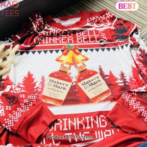 Maker’s Mark Drinker Bells Drinker Bells Drinking All The Way Ugly Christmas Sweater