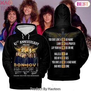 41st Anniversary 1983-2024 Bon Jovi Signature Thank You For The Memories Hoodie