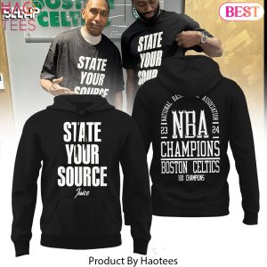Boston Celtics State Your Source Juice 23-24 Nba Champions Design Hoodie