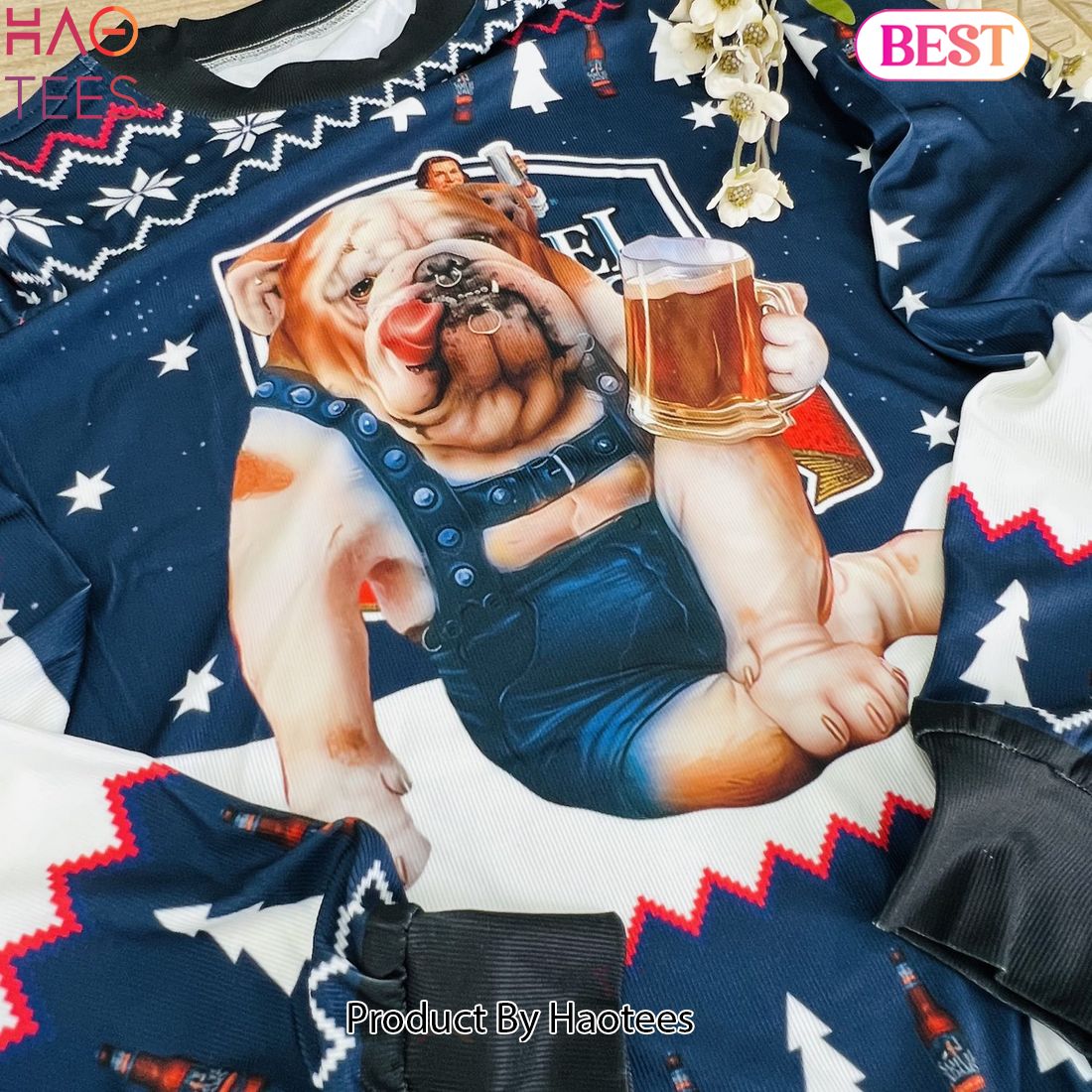 Bulldog Drink Samuel Adams Boston Lager Beer Ugly Christmas Sweater Bulldog Drink Samuel Adams Boston Lager Beer Ugly Christmas Sweater