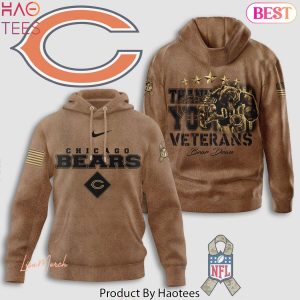 Chicago Bear Thank You Veterans Bear Down Hoodie
