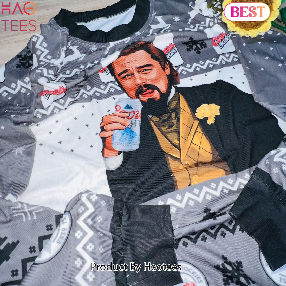 Coors Light Leonardo DiCaprio Meme Ugly Christmas Sweater