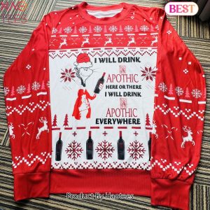 Dr. Seuss I Will Drink Apothic Wine Here Or There Knitted Ugly Sweater