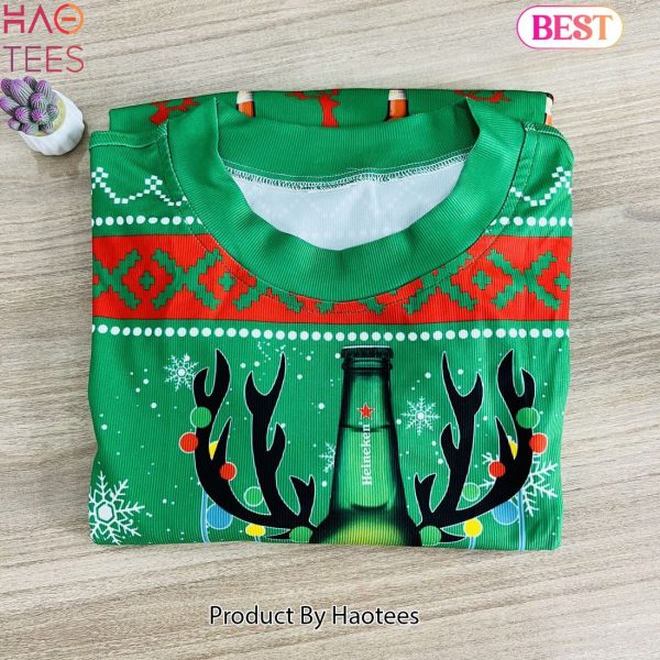 Heineken Beer Reindeer Ugly Christmas Sweater