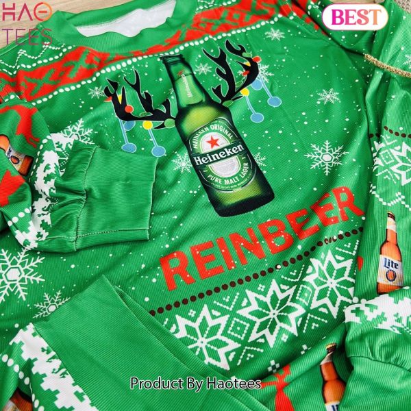 Heineken Beer Reindeer Ugly Christmas Sweater
