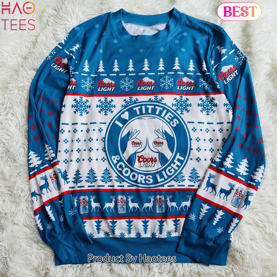 2024 I Love Titties And Coors Light Ugly Christmas Sweater