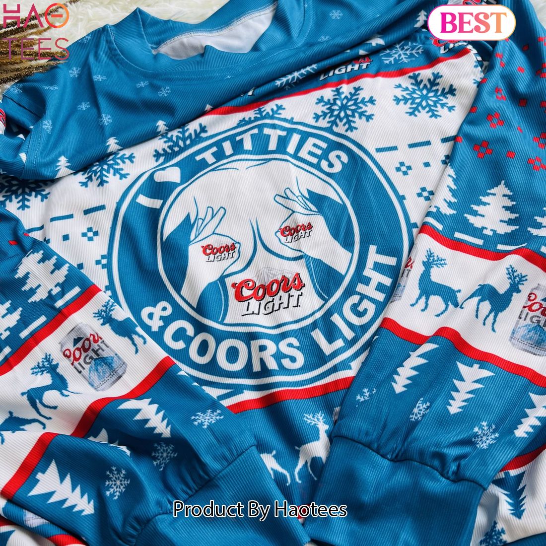 2024 I Love Titties And Coors Light Ugly Christmas Sweater