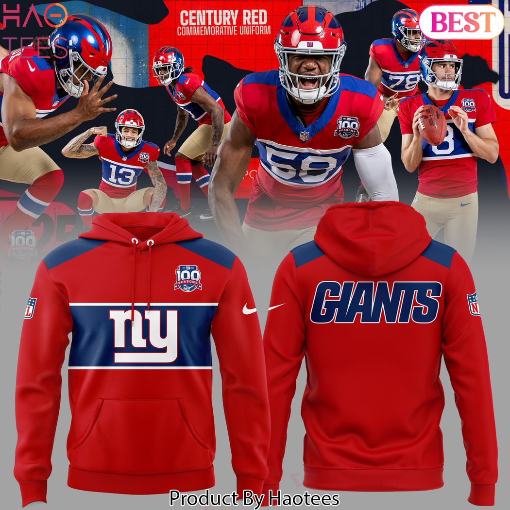 New York Giants Throwback Century Red Hoodie New York Giants Throwback Century Red Hoodie