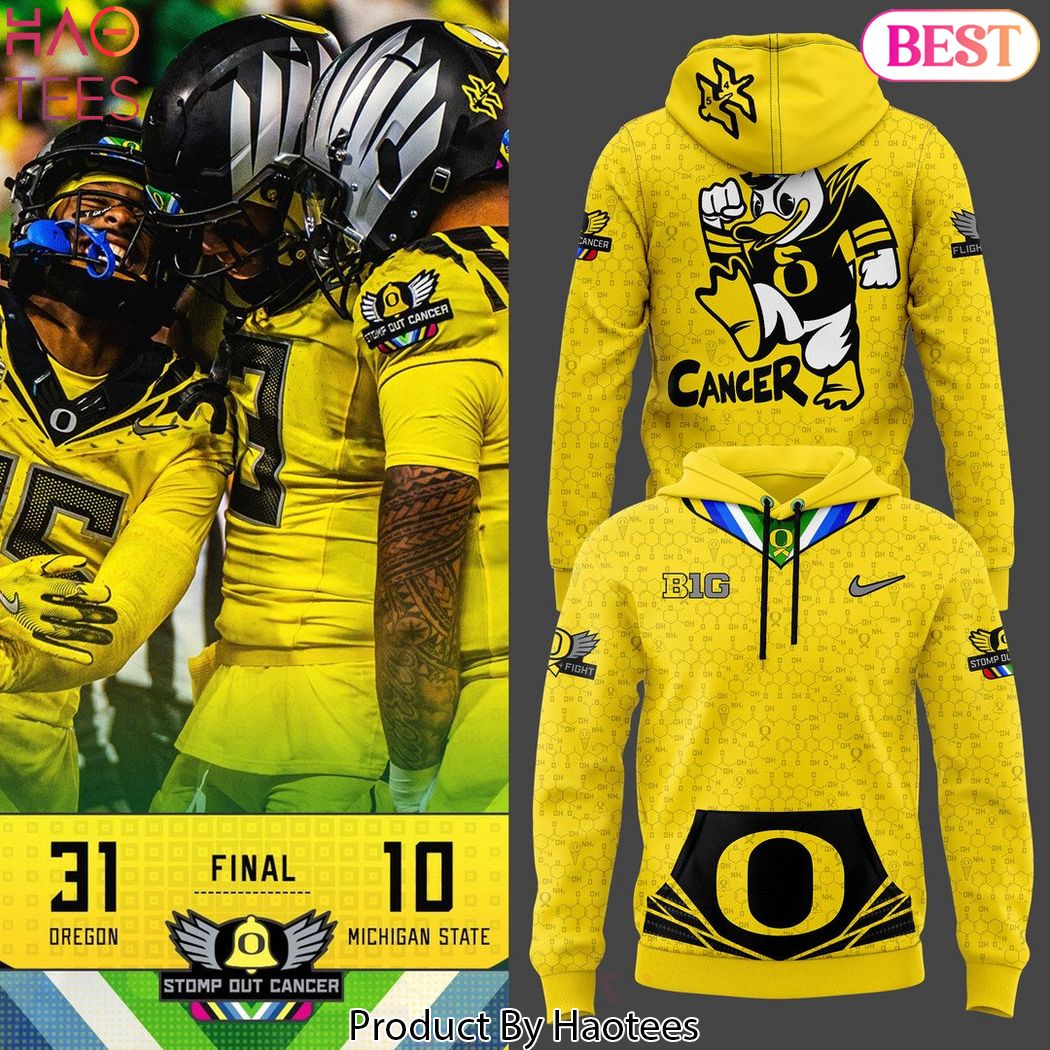 Oregon Ducks - Stomp Out Cancer Heroes Hoodie - Gold Oregon Ducks - Stomp Out Cancer Heroes Hoodie - Gold