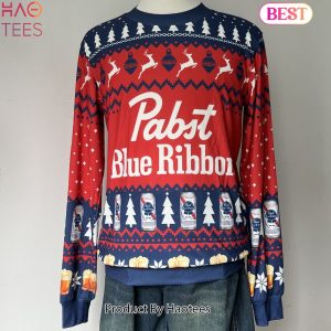 Pabst Blue Ribbon Beer Christmas Red 3D Sweater