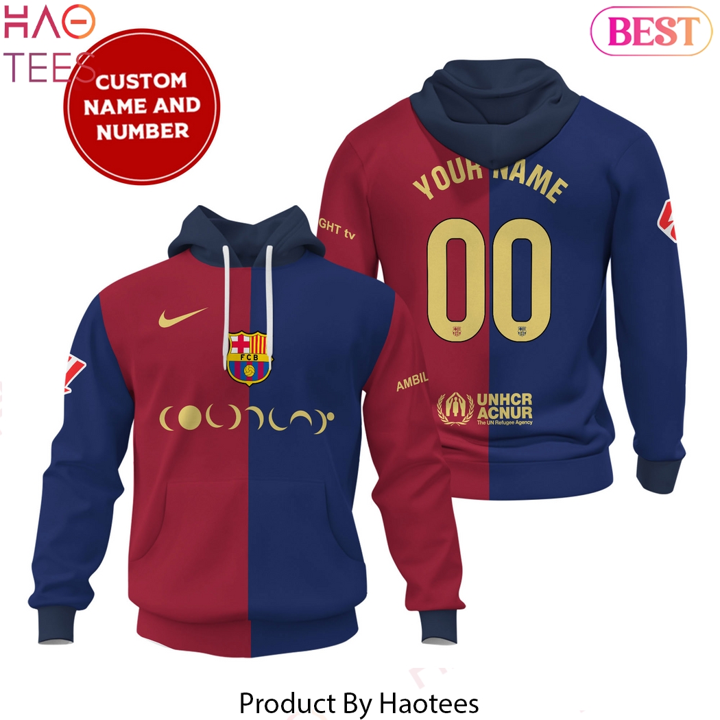 Personalized FC Barcelona Logo Blue x Red Hoodie Personalized FC Barcelona Logo Blue x Red Hoodie
