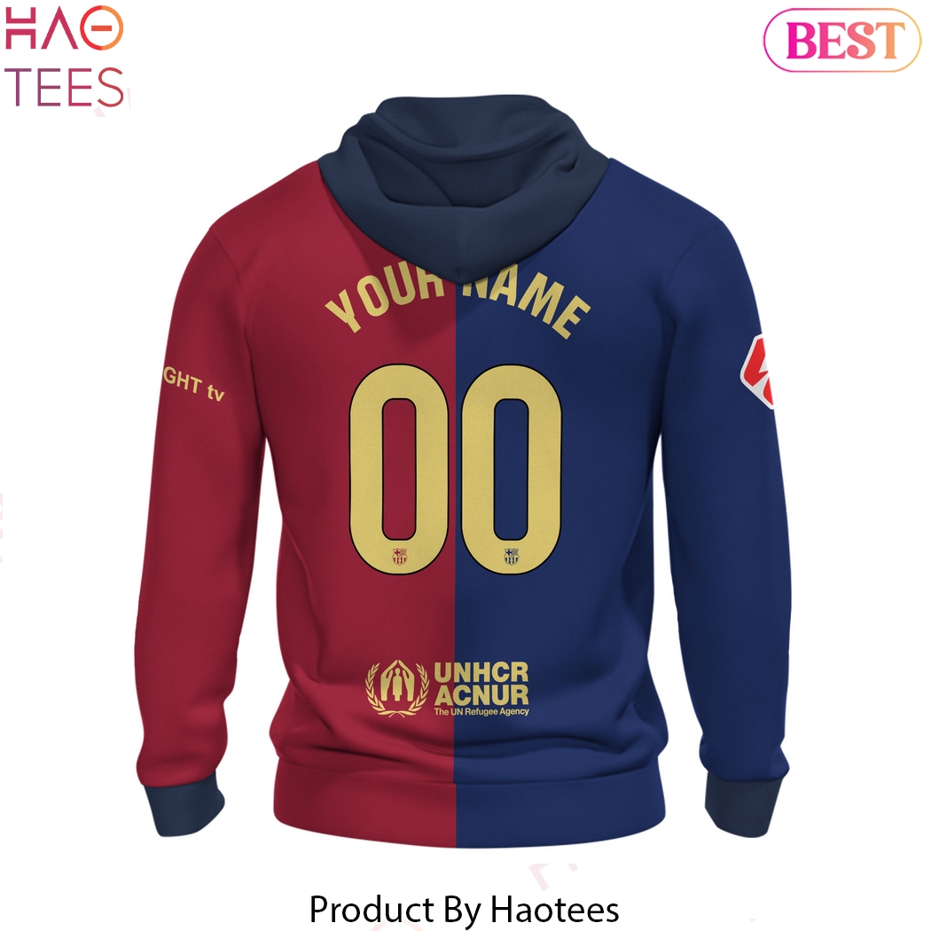 Personalized FC Barcelona Logo Blue x Red Hoodie Personalized FC Barcelona Logo Blue x Red Hoodie