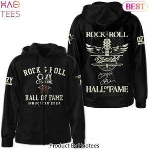 Rock & Roll Ozzy Osbourne Hall Of Fame Induction 2024 Design Zip Hoodie