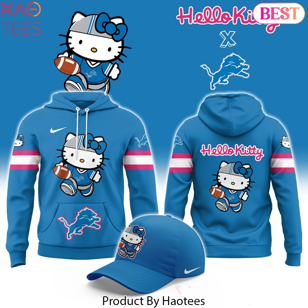 2025 Detroit Lions x Hello Kitty Special Design Logo Hoodie - Blue 2025 Detroit Lions x Hello Kitty Special Design Logo Hoodie - Blue