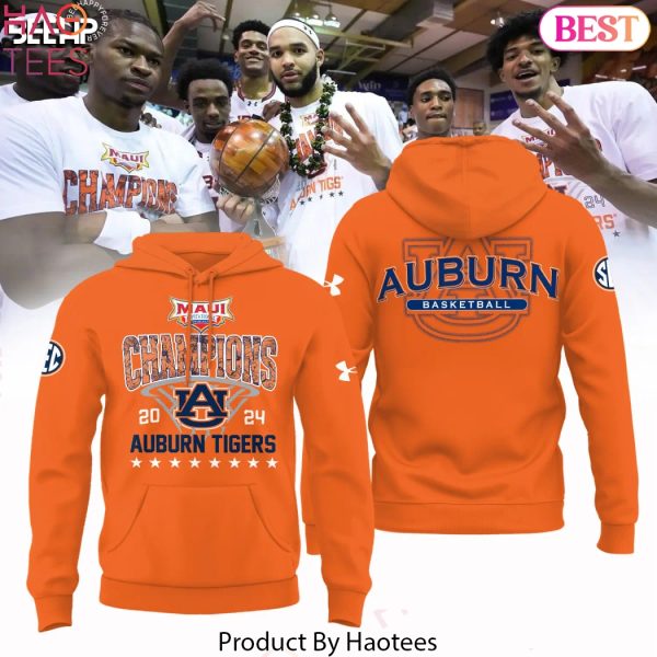 Auburn Tigers Men Basketball 2024 Maui Invitational Champions Hoodie – Orange