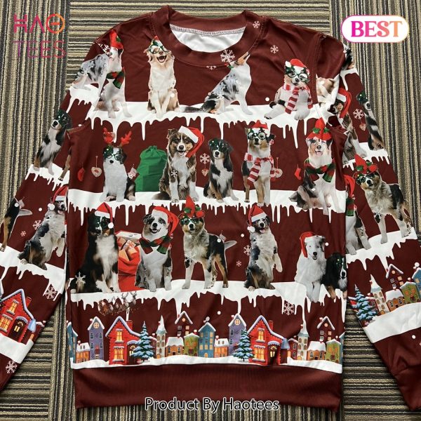 Australian Shepherd Snow Christmas For Christmas Gifts Christmas Ugly Wool Knitted Sweater