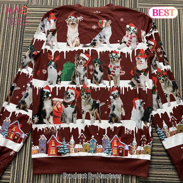 Australian Shepherd Snow Christmas For Christmas Gifts Christmas Ugly Wool Knitted Sweater