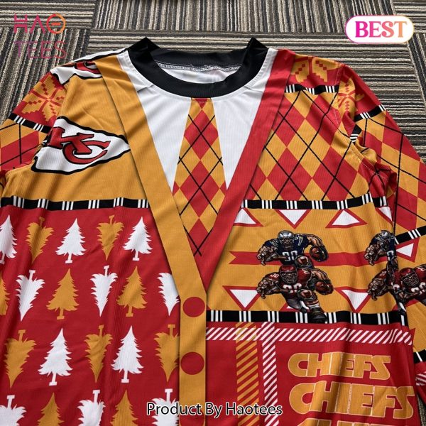Kansas City Chiefs NFL American Football Team Cardigan Style 3D Printed Ugly Christmas Sweater