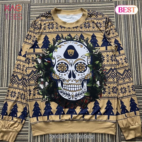 LIGA MX Pumas UNAM Special Sugar Skull Christmas Ugly Sweater
