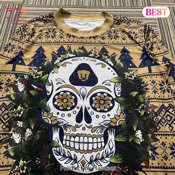 LIGA MX Pumas UNAM Special Sugar Skull Christmas Ugly Sweater