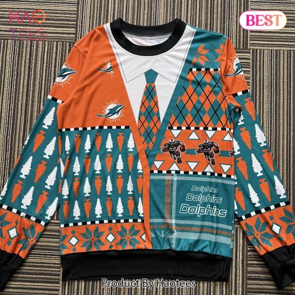 Miami Dolphins NFL American Football Team Cardigan Style Christmas Wool Knitted 3D Sweater