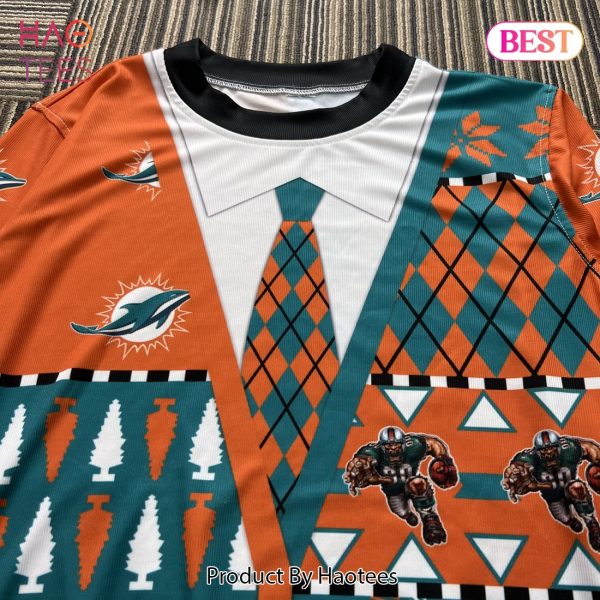 Miami Dolphins NFL American Football Team Cardigan Style Christmas Wool Knitted 3D Sweater