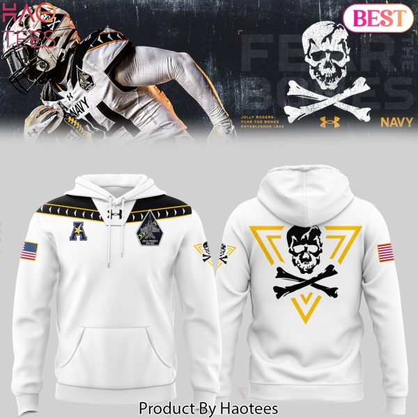 Navy Midshipmen Football White Logo Hoodie