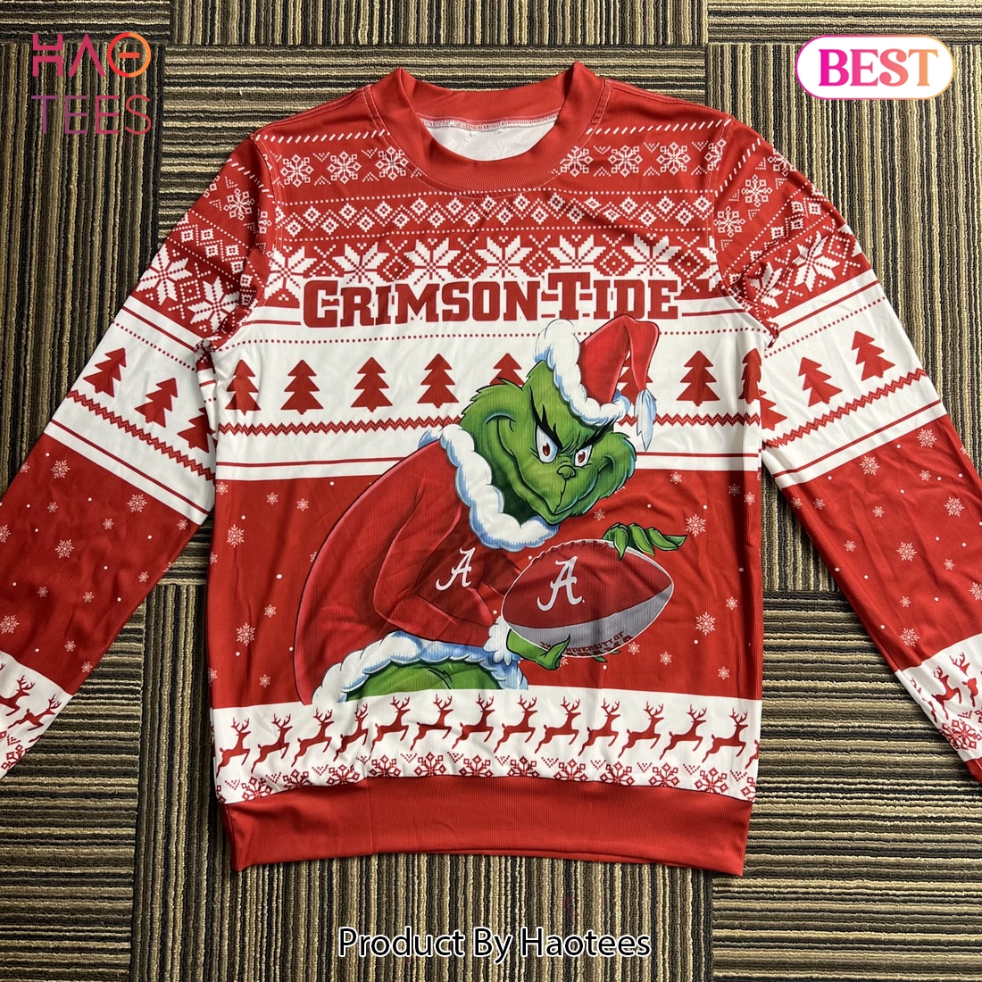 NCAA Alabama Crimson Tide Grinch Christmas Ugly Sweater NCAA Alabama Crimson Tide Grinch Christmas Ugly Sweater