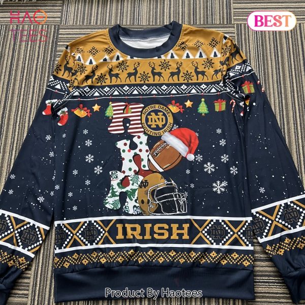 NCAA Notre Dame Fighting Irish HO HO HO Ugly Christmas Sweater