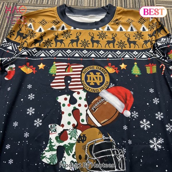 NCAA Notre Dame Fighting Irish HO HO HO Ugly Christmas Sweater