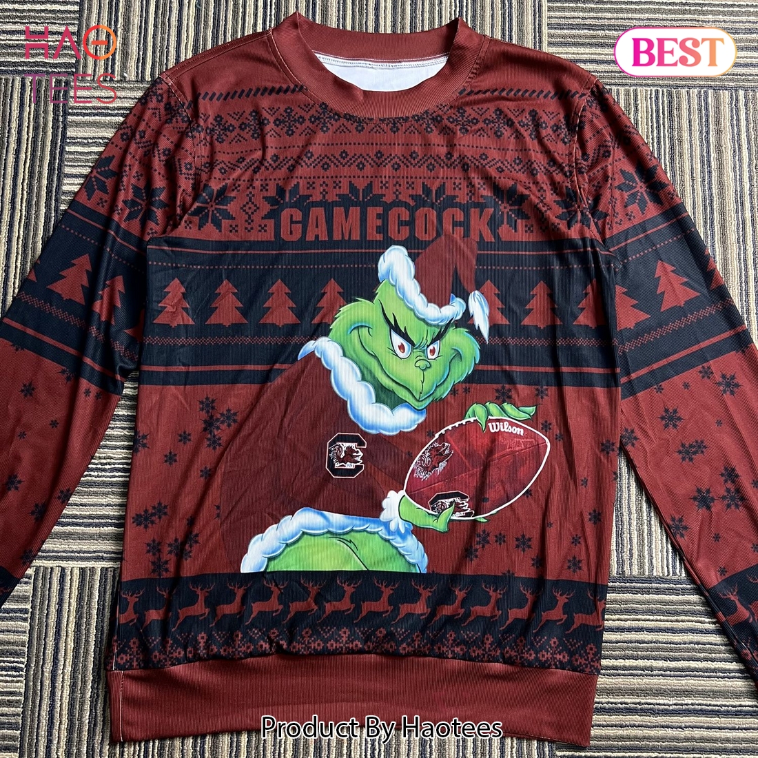 NCAA South Carolina Gamecocks Grinch Christmas Ugly Sweater NCAA South Carolina Gamecocks Grinch Christmas Ugly Sweater