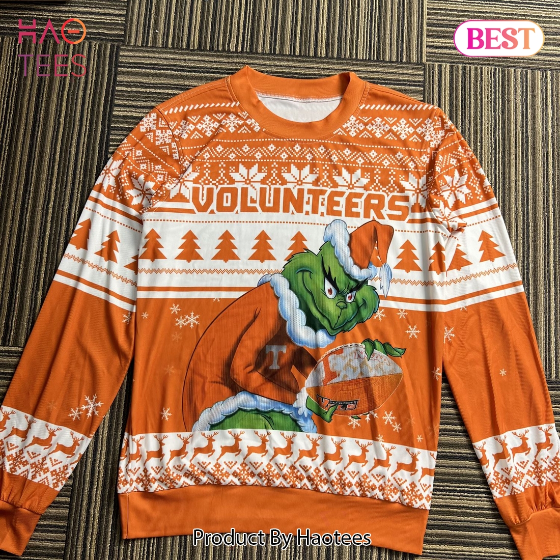 NCAA Tennessee Volunteers Grinch Christmas Ugly Sweater NCAA Tennessee Volunteers Grinch Christmas Ugly Sweater