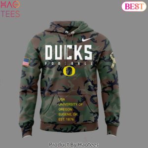 Oregon Ducks Football 2024 Military Appreciation Club Design Hoodie