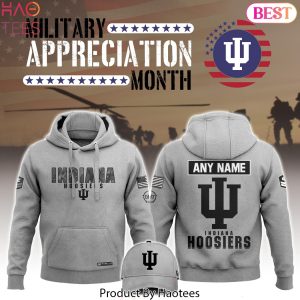 Personalized Indiana Hoosiers Football 2024 Military Appreciation Club Hoodie – Grey