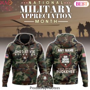 Personalized Ohio State Buckeyes Football 2024 Military Appreciation Club Hoodie