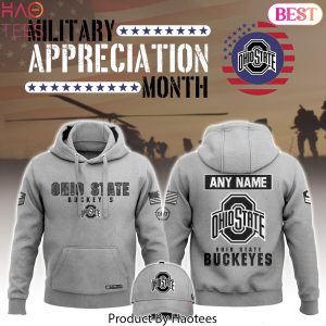 Personalized Ohio State Buckeyes Football 2024 Military Appreciation Club Hoodie – Grey