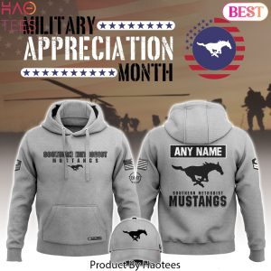 Personalized SMU Mustangs Football 2024 Military Appreciation Club Hoodie – Grey